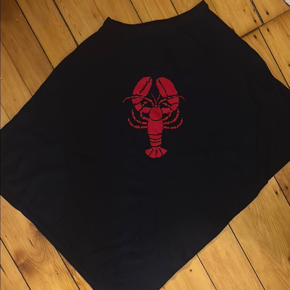 Navy blue shawl with Red Lobster Design